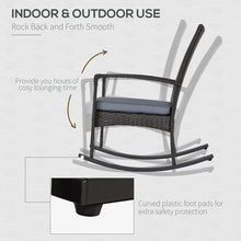Load image into Gallery viewer, Outsunny Modern PE Rattan Outdoor Rocking Chair with Cushion - Grey Elegance
