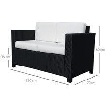 Load image into Gallery viewer, Outsunny Black Rattan 2-Seater Loveseat Sofa - Ultimate Outdoor Comfort
