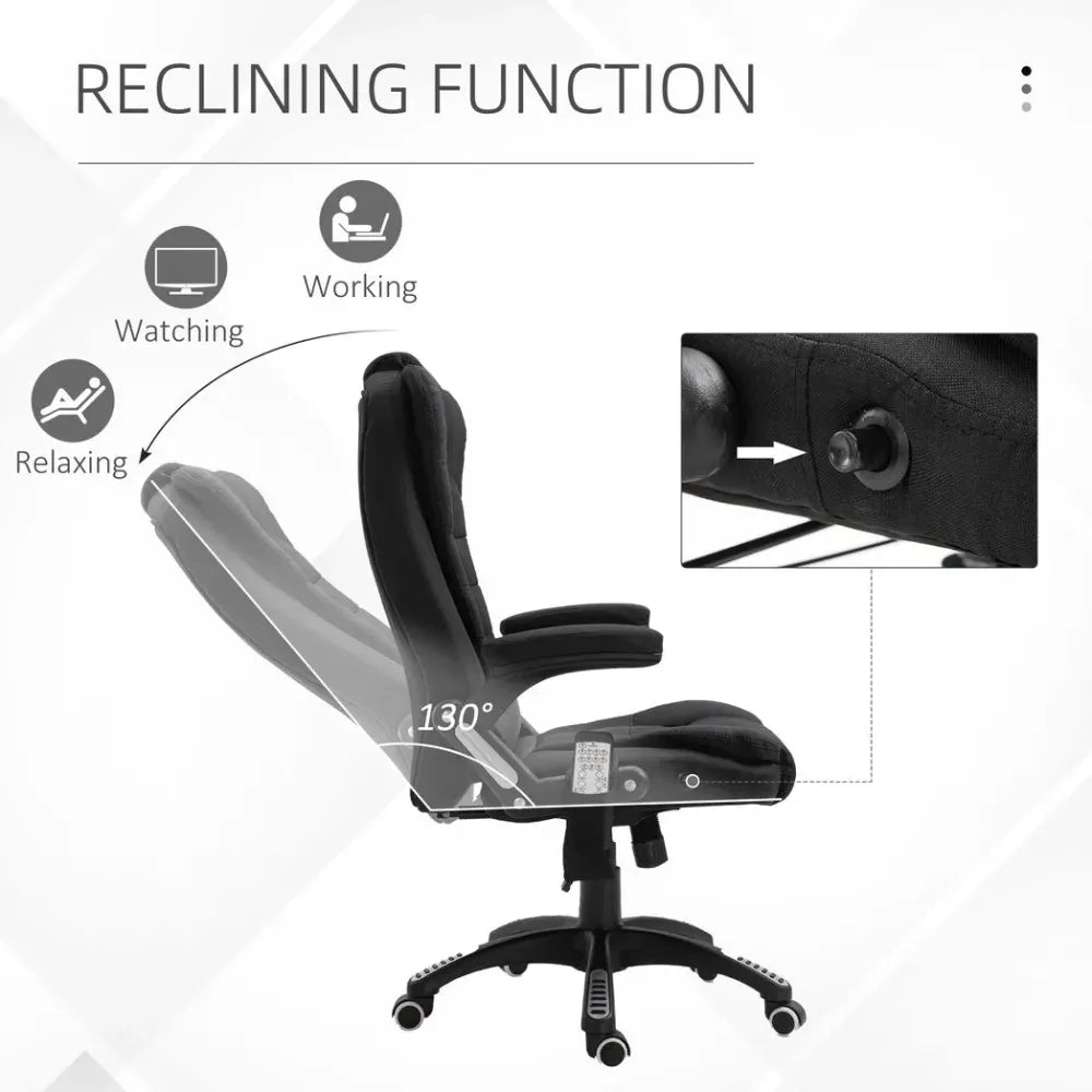 Luxury Executive Reclining Massage Chair with Heating & Headrest - Black