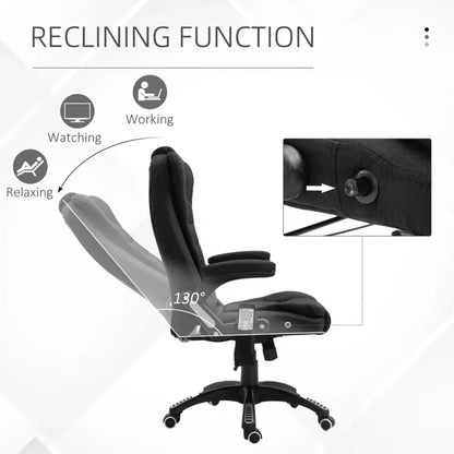 Luxury Executive Reclining Massage Chair with Heating & Headrest - Black