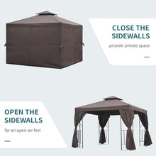Load image into Gallery viewer, Stylish 3x3m Brown Gazebo with UV-Resistant Canopy &amp; Side Panels

