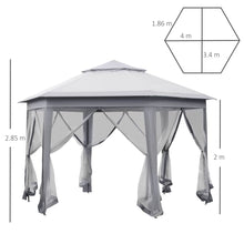 Load image into Gallery viewer, Luxurious 4x4m Hexagon Gazebo with Mesh Netting - Easy Setup &amp; Sturdy Design
