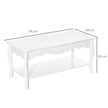 Load image into Gallery viewer, Modern White Coffee Table with Curved Legs &amp; Storage Shelf - 94x44x42 cm
