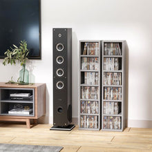 Load image into Gallery viewer, Dual Adjustable CD Media Tower Rack - Stylish Grey Storage Solution
