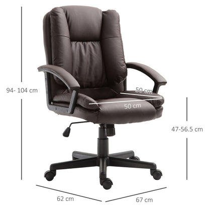 Brown PU Leather Swivel Executive Office Chair with Armrests - HOMCOM