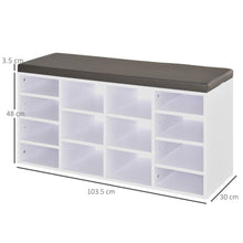Load image into Gallery viewer, Stylish PU Leather 14-Compartment Shoe Storage Bench - Organize with Ease!

