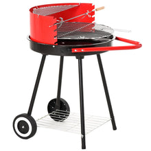 Load image into Gallery viewer, Outsunny Pedestal Charcoal BBQ Grill - Adjustable, High-Temp, Red/Black
