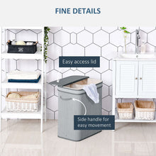Load image into Gallery viewer, 100L Grey Bamboo Laundry Basket with Flip Lid - Stylish &amp; Water-Resistant!
