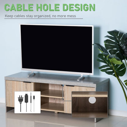 Modern Grey Wooden TV Stand & Media Center with Storage & Cable Management