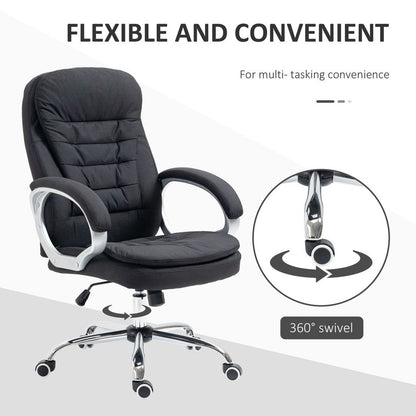 Executive Office Chair with 360� Swivel Wheels Armrests Adjustable Height Black