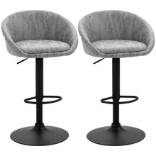 Load image into Gallery viewer, Modern Adjustable Swivel Bar Stools Set of 2 with Footrest - Light Grey
