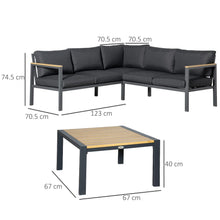 Load image into Gallery viewer, Stylish 5-Seater L-Shaped Aluminium Corner Sofa Set with Table - Dark Grey
