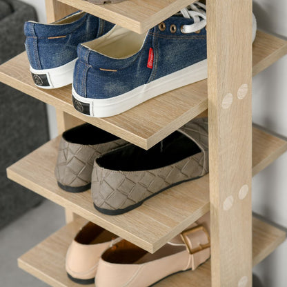 Elegant 7-Tier Oak Shoe Rack & Storage Shelf - Modern Space-Saving Organizer
