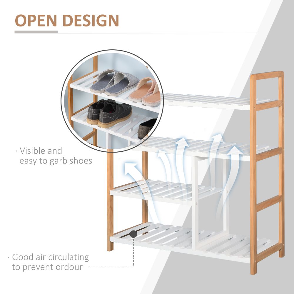 Elegant 4-Tier Wooden Shoe Rack - Stylish Storage for 11 Pairs & Boots