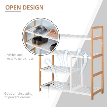Elegant 4-Tier Wooden Shoe Rack - Stylish Storage for 11 Pairs & Boots