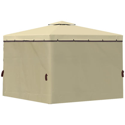 Elegant 3x3m Patio Gazebo with Water-Repellent Roof & Mosquito Net - Beige