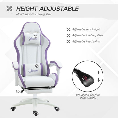 Vinsetto Purple Racing Gaming Chair with Recline & Footrest for Ultimate Comfort