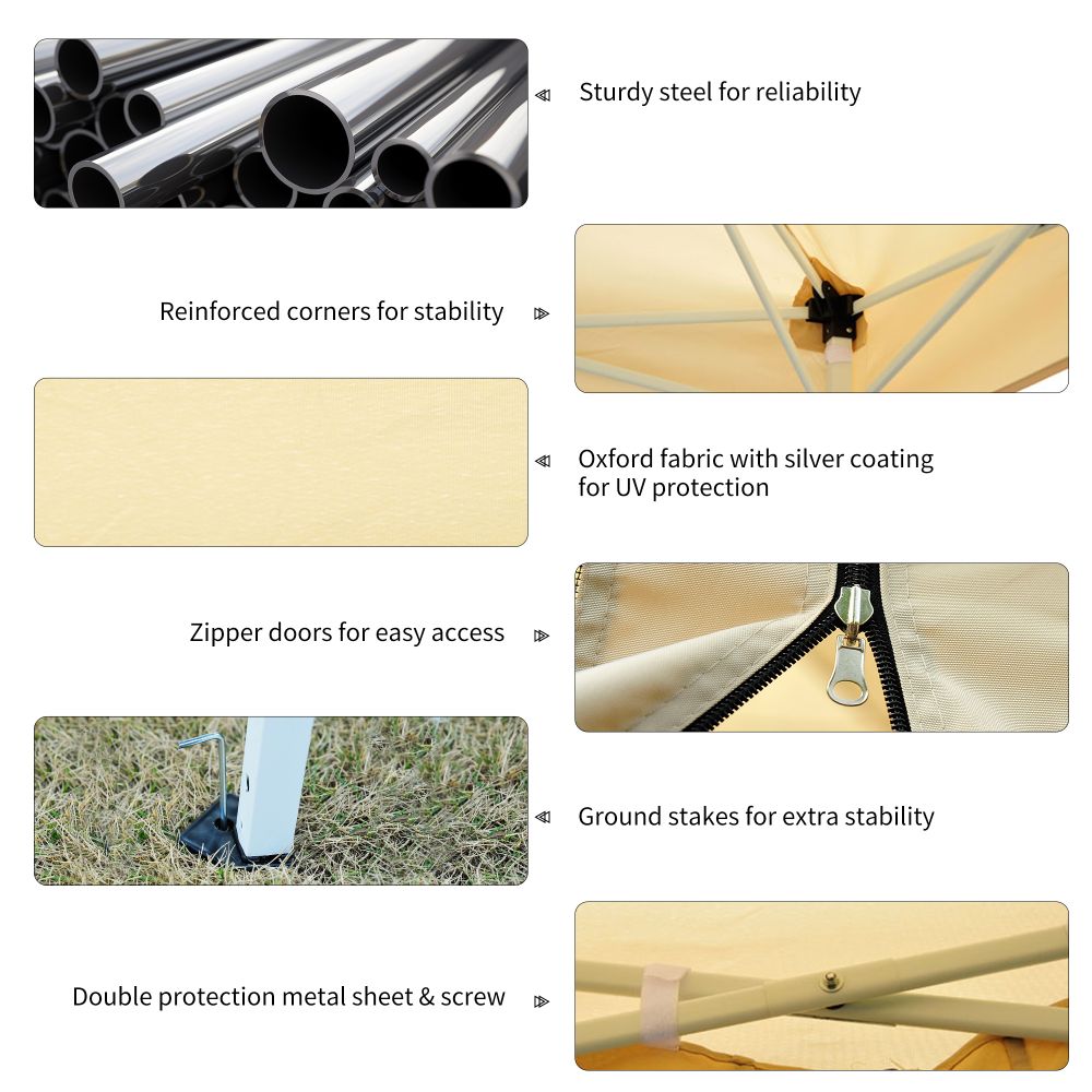 Instant 3x3m Pop-Up Gazebo with Mesh Walls - Tan | Bug-Free Outdoor Shelter!