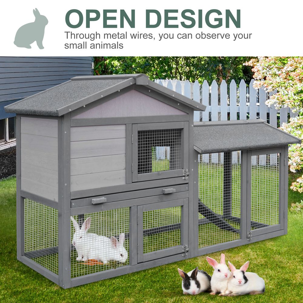 Deluxe 5ft Wooden 2-Tier Rabbit & Guinea Pig Outdoor Hutch with Run