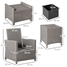 Load image into Gallery viewer, Cozy 2-Seater Rattan Patio Set with Reclining Chairs &amp; Cooler Table
