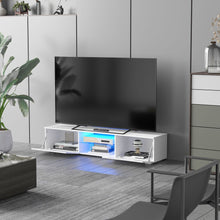 Load image into Gallery viewer, Modern HOMCOM LED TV Stand - High Gloss White Cabinet with Remote Control
