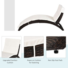 Load image into Gallery viewer, Sunshine Serenity: Rattan Folding Lounger with Cushions – Perfect Garden Relaxation!
