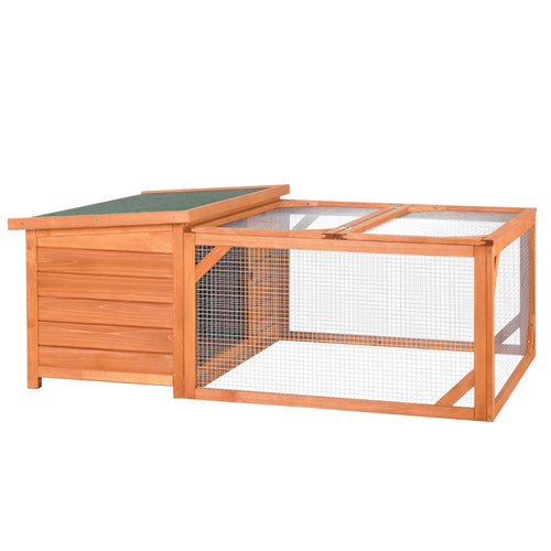 Cozy Wooden Rabbit Hutch with Spacious Run - Perfect Home for Small Animals!