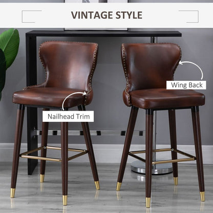 Elegant Retro Brown Bar Stool Set – PU Leather Luxury Comfort for Your Home