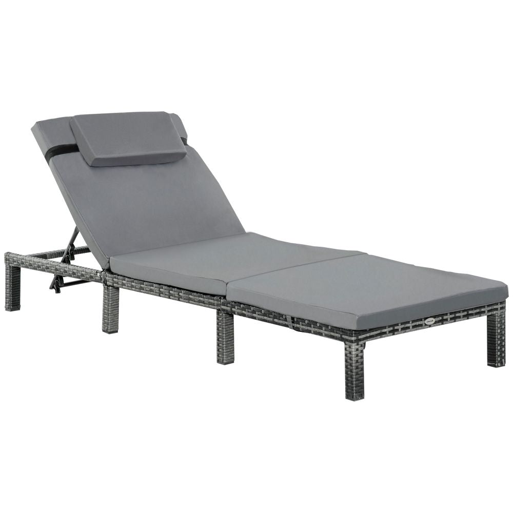 Luxury Grey Rattan Outdoor Sun Lounger Recliner - Stylish & Versatile Comfort