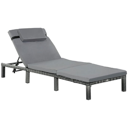 Luxury Grey Rattan Outdoor Sun Lounger Recliner - Stylish & Versatile Comfort