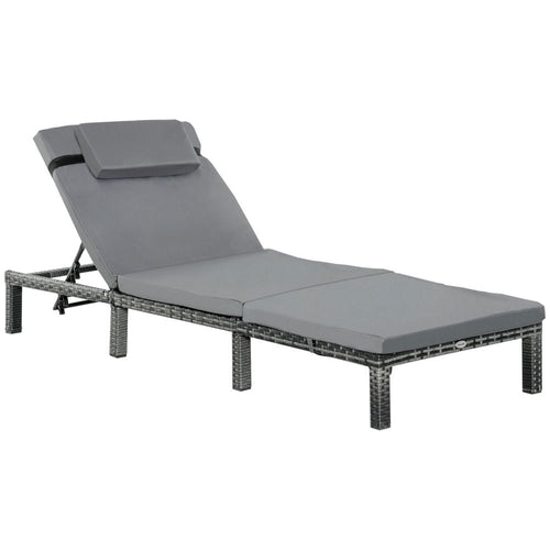 Luxury Grey Rattan Outdoor Sun Lounger Recliner - Stylish & Versatile Comfort