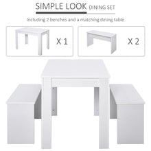 Load image into Gallery viewer, Modern White 3-Piece Particle Board Dining Set with Space-Saving Benches
