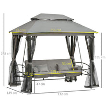 Load image into Gallery viewer, Transformative 3-Seater Swing Chair Hammock with Canopy &amp; Cushions - Grey
