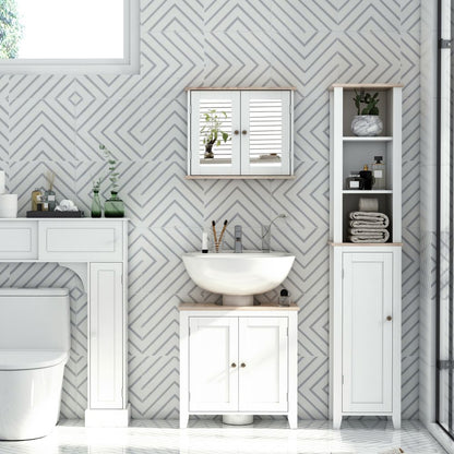 Space-Saving Wall-Mounted Double Door Mirror Cabinet for Stylish Storage