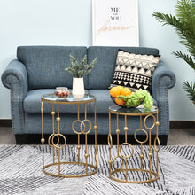 Load image into Gallery viewer, Elegant Gold Nesting Coffee Table Set with Glass Tops - Modern Chic Design
