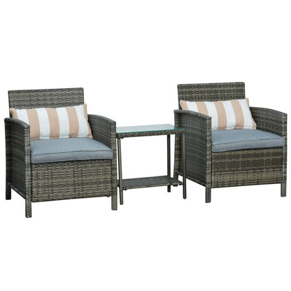 Outsunny 2-Piece Rattan Lounge Set with Cushions & Stylish Side Table