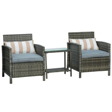 Load image into Gallery viewer, Outsunny 2-Piece Rattan Lounge Set with Cushions &amp; Stylish Side Table
