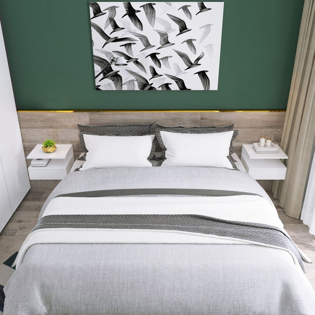 Elevate Your Space: HOMCOM Floating Nightstand Set with Drawer & Shelf