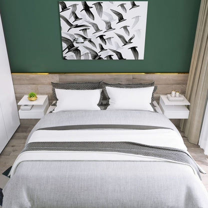 Elevate Your Space: HOMCOM Floating Nightstand Set with Drawer & Shelf