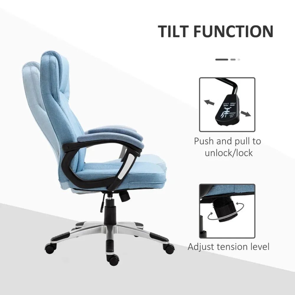 Ergonomic High Back Adjustable Office Chair with Armrests - Stylish Blue Comfort