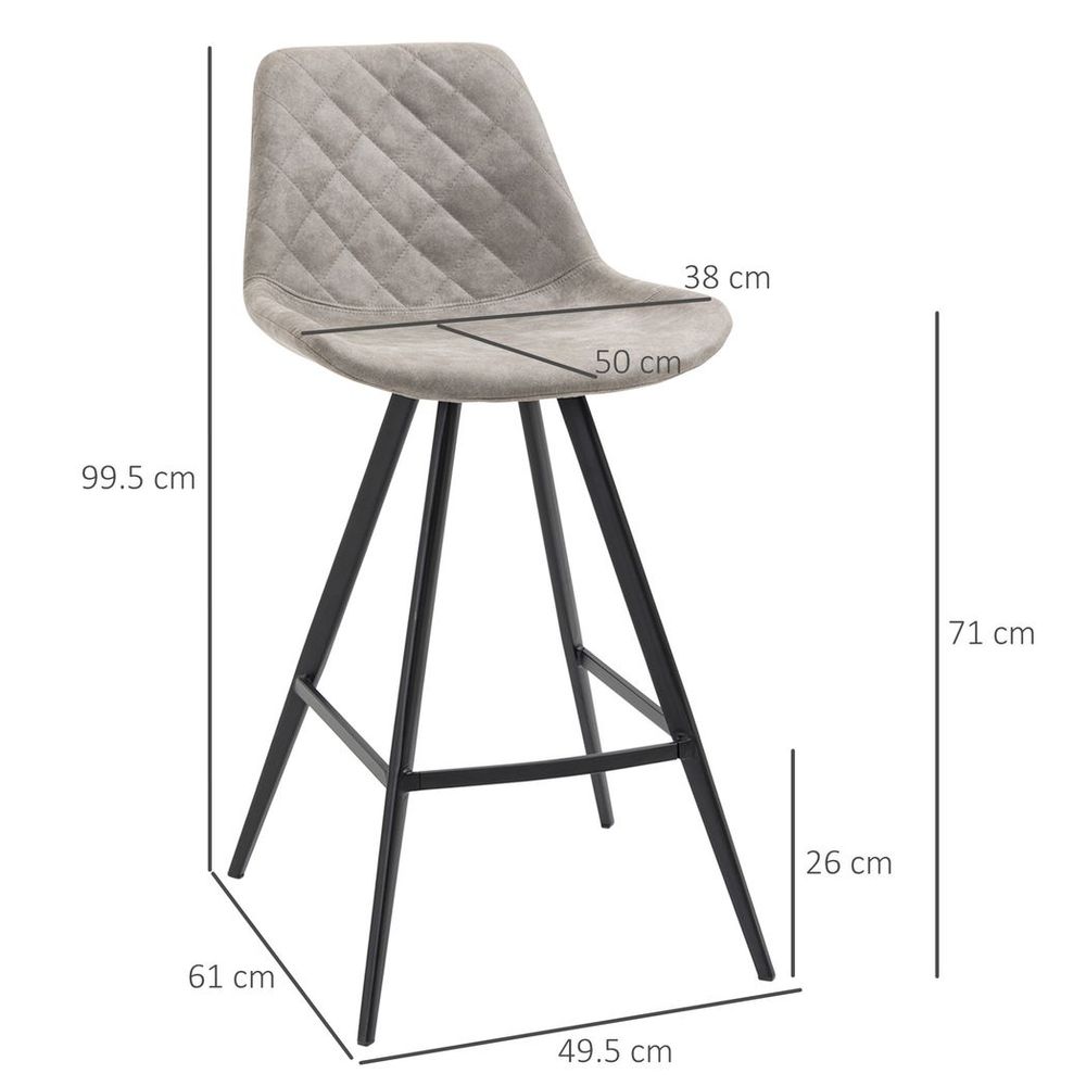 HOMCOM Vintage Microfiber Bar Stool Set - Retro Comfort & Style Duo