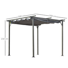 Load image into Gallery viewer, Ultimate 3x3m Steel Pergola Gazebo with Easy Retractable Canopy - Grey
