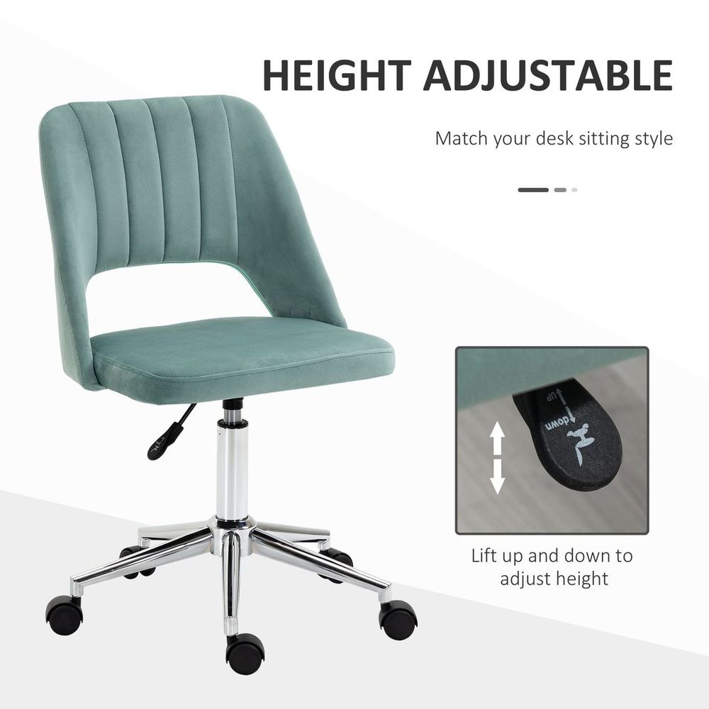 Elegant Green Velvet Scallop Office Chair - Stylish & Comfortable Swivel Design