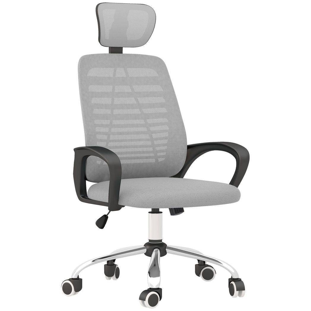 Vinsetto Ergonomic Mesh Office Chair with Adjustable Headrest - Grey Comfort