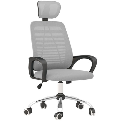 Vinsetto Ergonomic Mesh Office Chair with Adjustable Headrest - Grey Comfort