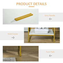 Load image into Gallery viewer, Chic Gold &amp; White Nightstand with Drawer - Modern Storage Solution
