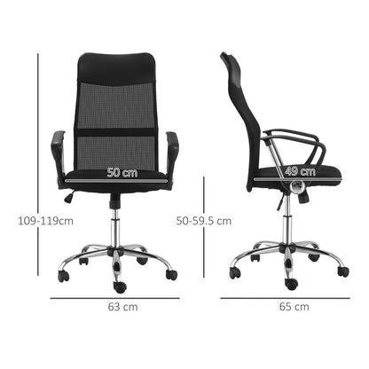 Executive Office Chair High Back Mesh Back Seat Desk Chairs, Black HOMCOM