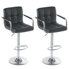 Load image into Gallery viewer, 2pcs 60-80cm 6 Checks Round Cushion Bar Stools with Armrest black
