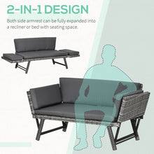 Load image into Gallery viewer, Convertible Rattan Daybed Sofa with Cushions - Perfect for Outdoor Relaxation
