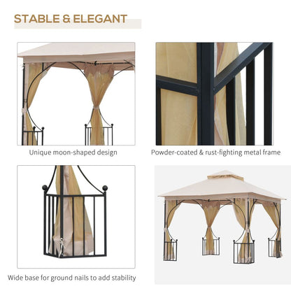 Durable 3m x 3m Beige Metal Gazebo - Waterproof & UV-Resistant Outdoor Shelter